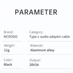 جدول مشخصات مبدل USB-C مک دودو مدل CA-7670