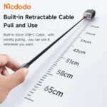 شارژر دیواری مک دودو McDodo CH-4100 توان ۶۷ وات همراه با کابل جمع‌شونده ۶۵ سانتی‌متری