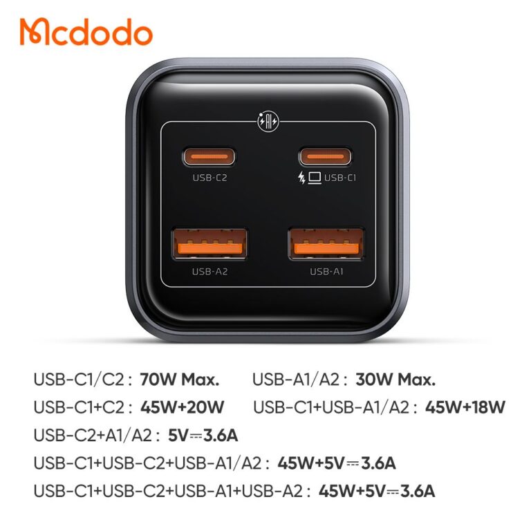 شارژر دیواری و سیم سیار مک دودو Mcdodo CH-2530 طول 1.5 متر توان 70 وات