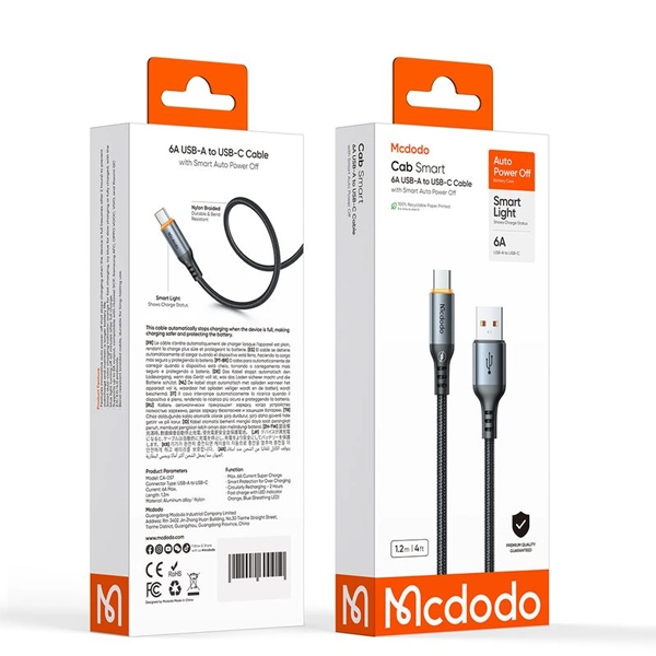 کابل تایپ سی مک دودو Mcdodo CA-0570 شدت جریان 6 آمپر طول ۱.۲ متر