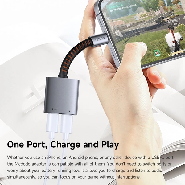 تبدیل اتصال همزمان شارژر و هندزفری USB-C مک دودو CA-3370