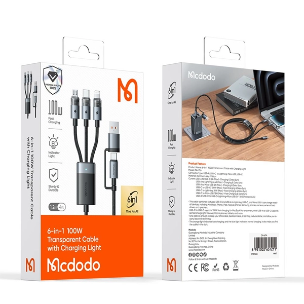 کابل سه سر مک دودو Mcdodo CA-7260 توان 100 وات طول 1.2 متر