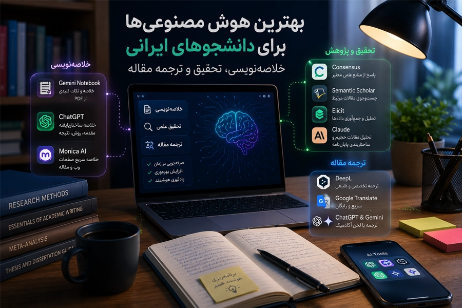 بهترین هوش مصنوعی‌ ها برای دانشجوهای ایرانی؛ خلاصه‌ نویسی، تحقیق و ترجمه مقاله