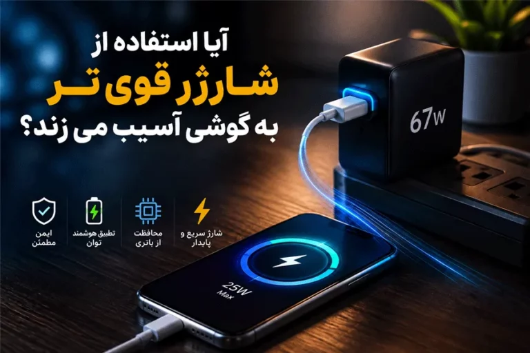 شارژر سریع ۶۷ وات و گوشی هوشمند.