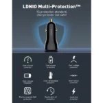 ویژگی شارژر فندکی الدینیو LDNIO C103 توان 60 وات همراه با کابل تایپ سی