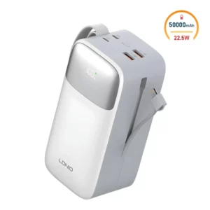 پاوربانک 50000 الدینیو LDNIO PQ50 توان 22.5 وات همراه با 2 کابل متصل