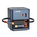 شارژر رومیزی الدینیو LDNIO Q16 توان 100 وات با 2 کابل جمعشونده