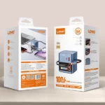 شارژر رومیزی الدینیو LDNIO Q16 توان 100 وات با 2 کابل جمعشونده