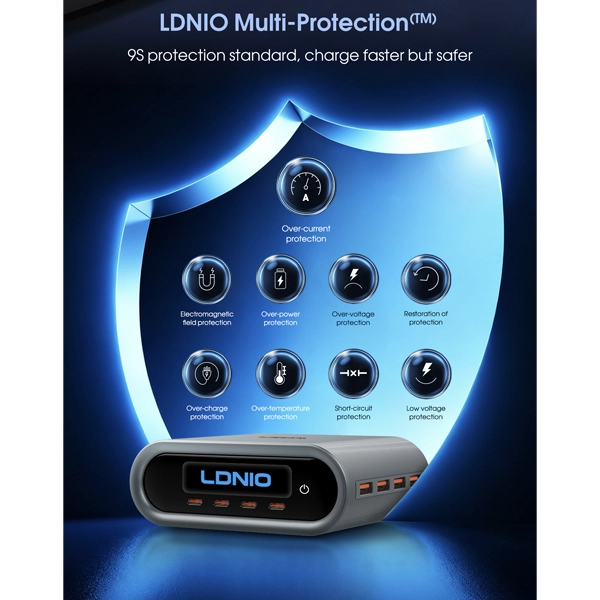 شارژر رومیزی الدینیو LDNIO Q17 توان 100 وات