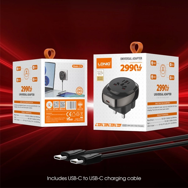 مبدل برق و شارژر دیواری الدینیو LDNIO Z10 توان 20 وات