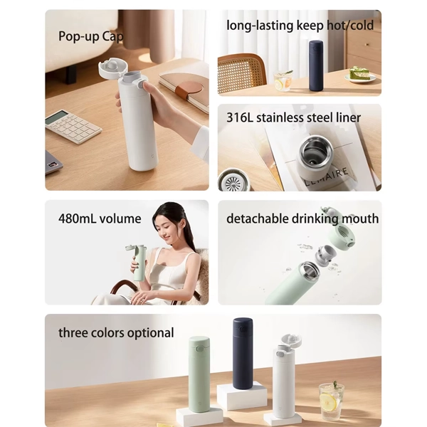 فلاسک شیائومی Xiaomi Mijia MJTGB02PL ظرفیت ۴۸۰ میلی لیتر